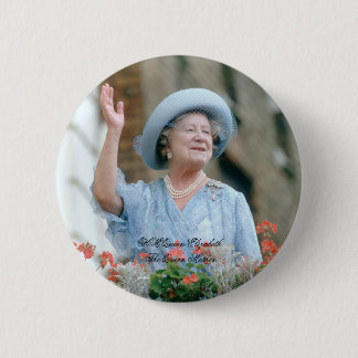 Bóton Redondo 5.08cm Rainha Elizabeth, Rainha Mãe 1985