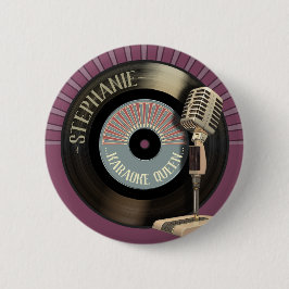 Bóton Redondo 5.08cm Rainha Mic retro do karaoke e registro