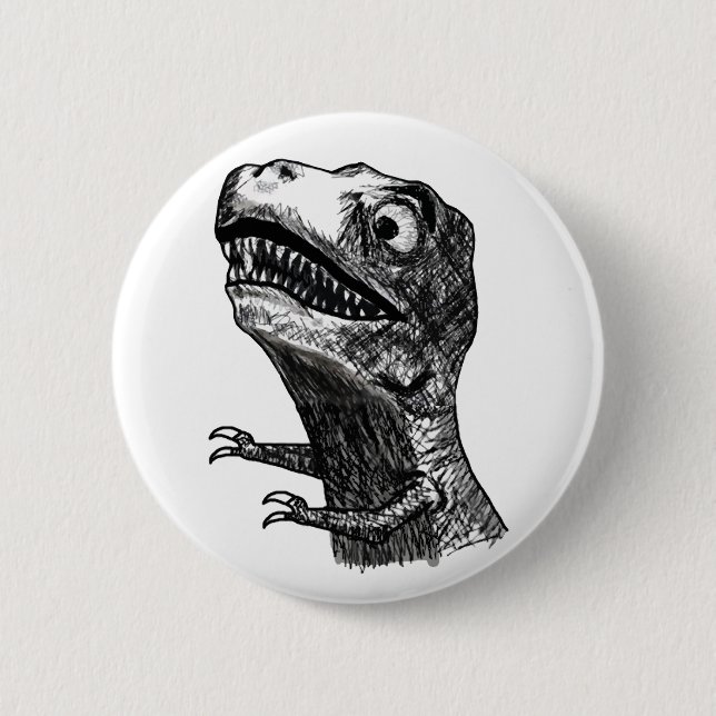 Bóton Redondo 5.08cm Raiva Meme de T-Rex - botão de Pinback (Frente)