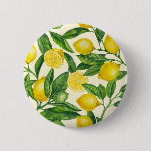 Bóton Redondo 5.08cm Ramais de limão em verde e amarelo