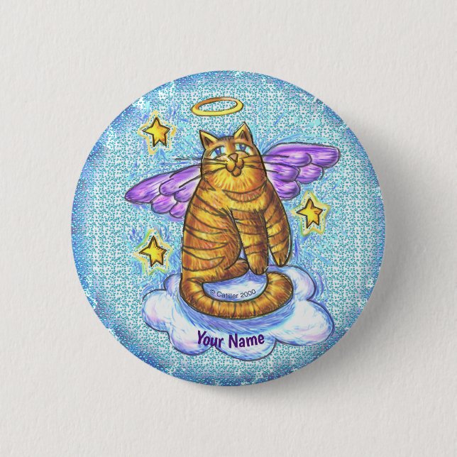 Bóton Redondo 5.08cm rambo gato anjo  broche (Frente)