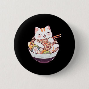 Bóton Redondo 5.08cm Ramen Cat Kawaii Neko Cute Animes Camisa Para Home
