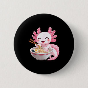 Bóton Redondo 5.08cm Ramen de Axolote de Anime Kawaii 