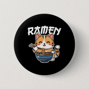 Bóton Redondo 5.08cm Ramen Noodle Neko Cat Japonês Kawaii Manga Anime