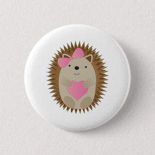 Bóton Redondo 5.08cm Rapariga Adorável Cartoon Hedgehog abraçando um