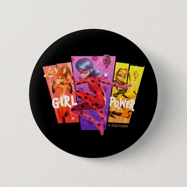 Bóton Redondo 5.08cm Raparigas Miraculosas | Energia de Menina (Frente)