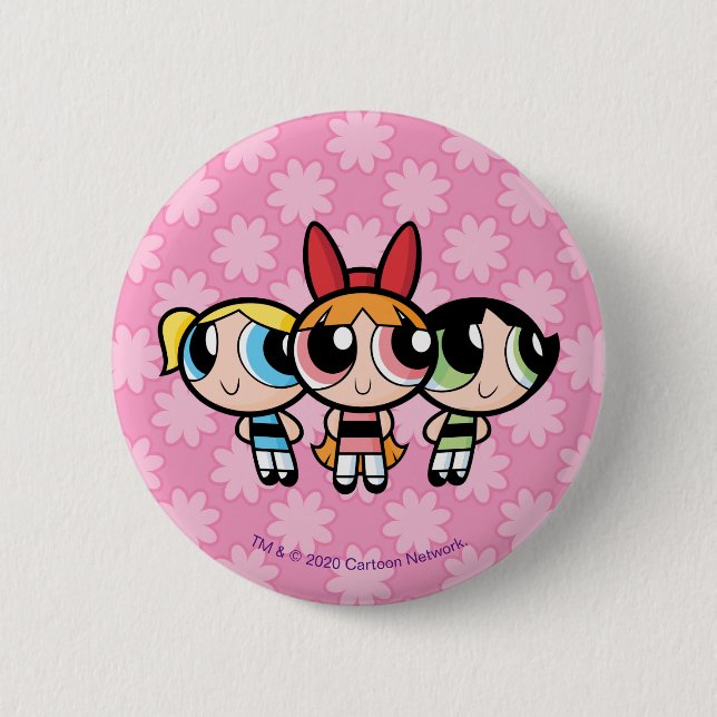 Bóton Redondo 5.08cm Raparigas Powerpuff: Açúcar, Especiarias e Tudo Mu (Frente)