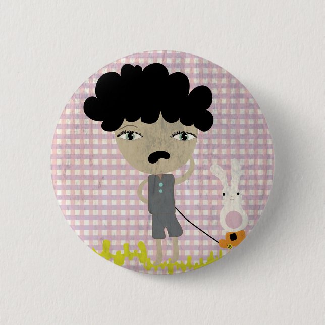 Bóton Redondo 5.08cm Rapazes não choram de coelhinho doce, pobre gingha (Frente)