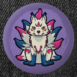 Bóton Redondo 5.08cm Raposa de Nove Caudas- Yokai Kitsune