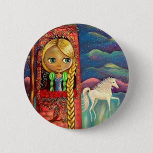 Bóton Redondo 5.08cm Rapunzel e o botão do unicórnio