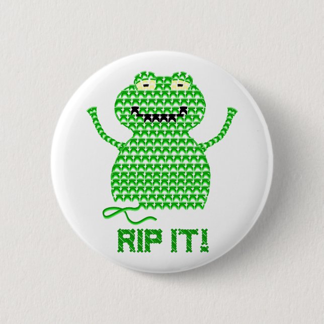 Bóton Redondo 5.08cm Rasgue-o! Vector o sapo do Crochet (Frente)