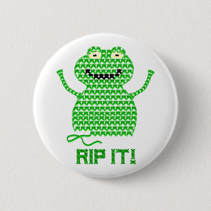 Bóton Redondo 5.08cm Rasgue-o! Vector o sapo do Crochet