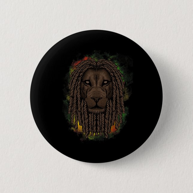 Bóton Redondo 5.08cm Rasta Lion Com Dreads - Mostre Seu Orgulho E Regga (Frente)