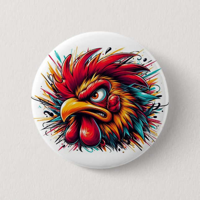 Bóton Redondo 5.08cm "Ray the Fierce Rooster" Button (Frente)
