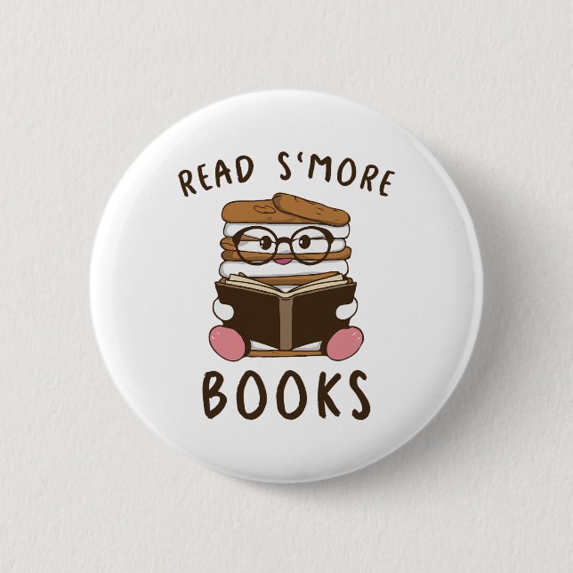 Bóton Redondo 5.08cm Read Smore' Books Camping Reading Books Lover Camp (Frente)