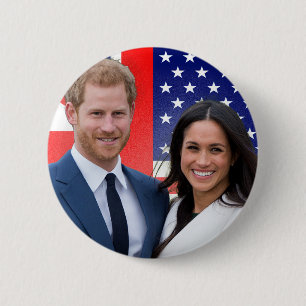 Bóton Redondo 5.08cm Real Casamento Príncipe Harry e Meghan Markle