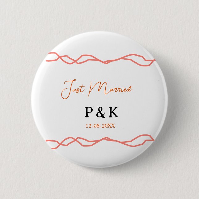 Bóton Redondo 5.08cm Recem casados adicionar nome do casal data red vin (Frente)