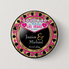 Bóton Redondo 5.08cm Recem casados em Las Vegas fabulosa | Rosa