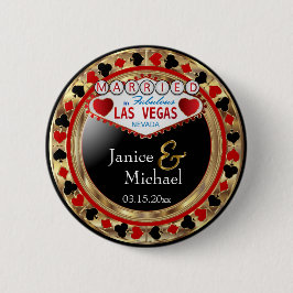 Bóton Redondo 5.08cm Recem casados em Las Vegas Fabulosa - Vermelho