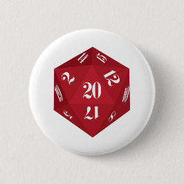 Bóton Redondo 5.08cm Red-20-Sided-Dice