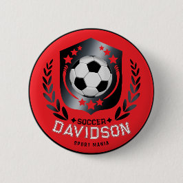 Bóton Redondo 5.08cm Red and Black Soccer Ball for Sporty Men and Boys