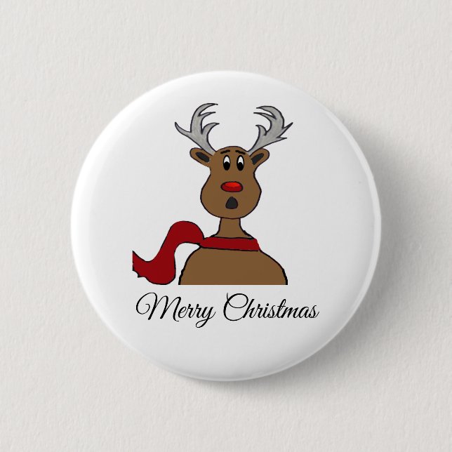 Bóton Redondo 5.08cm Red Nose Raindeer (Frente)