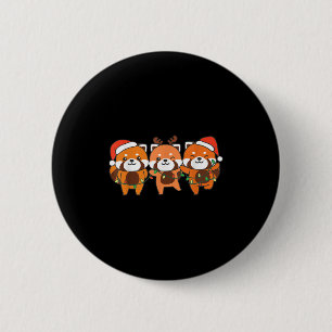 Bóton Redondo 5.08cm Red Panda Natal Animais Frescos e Vermelhos