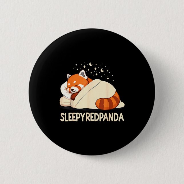 Bóton Redondo 5.08cm Red Panda Sleep Pajamas  (Frente)