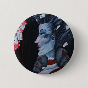 Bóton Redondo 5.08cm Red Queen Of Hearts Alice Wonderland Fantasy Art