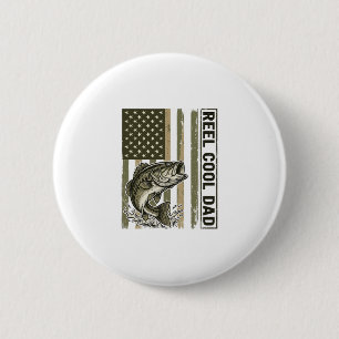 Bóton Redondo 5.08cm Reel Cool Dad Bass Fishing Flag Vector Design_1