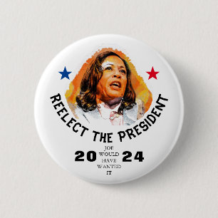 Bóton Redondo 5.08cm Reeleger Kamala Harris 2024