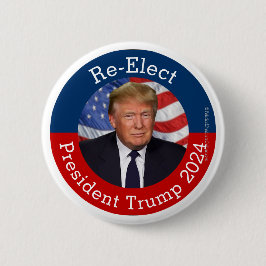 Bóton Redondo 5.08cm Reeleger o Presidente Donald Trump 2024 Pro-Trump