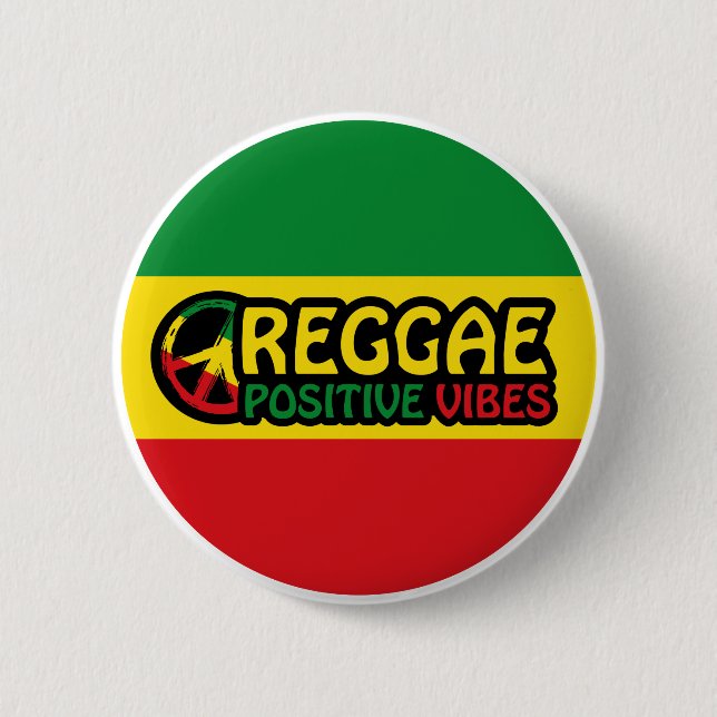 Bóton Redondo 5.08cm Reggae Music com vibrações positivas e bandeira de (Frente)