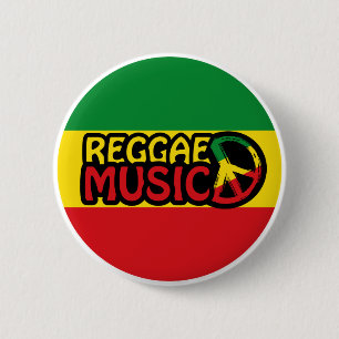 Bóton Redondo 5.08cm Reggae Music, reggae art com símbolo de paz
