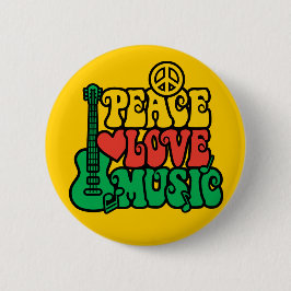 Bóton Redondo 5.08cm Reggae Peace Love Music