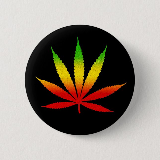 Bóton Redondo 5.08cm Reggae Rasta Leaf Jamaican Jamaica Round Buttons (Frente)