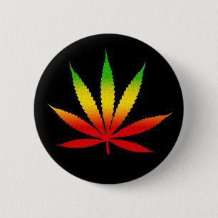 Bóton Redondo 5.08cm Reggae Rasta Leaf Jamaican Jamaica Round Buttons