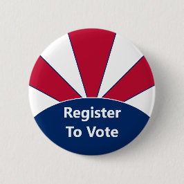 Bóton Redondo 5.08cm Registre-se para votar branco vermelho e sunburst