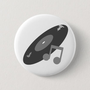 Bóton Redondo 5.08cm Registro retro da música & cinza da nota