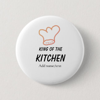 Bóton Redondo 5.08cm Rei do chef de cozinha adicionar nome coroa ha