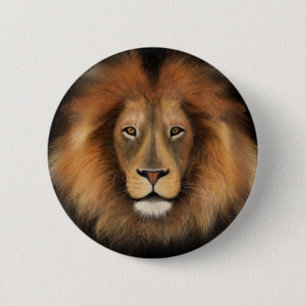 Bóton Redondo 5.08cm rei leão da selva realista masculino aquarela