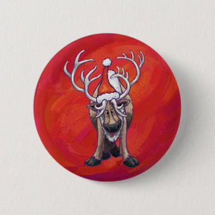 Bóton Redondo 5.08cm Reindeer Christmas On Green