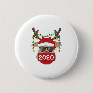 Bóton Redondo 5.08cm Reindeer Com A Máscara Natal De 2020