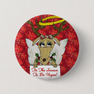 Bóton Redondo 5.08cm Reindeer Esta É A Época de Ser Vegan Oferece Rou
