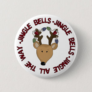 Bóton Redondo 5.08cm Reindeer Jingle Bells Camisetas e presentes
