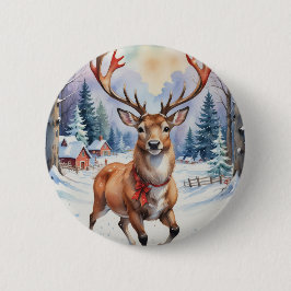 Bóton Redondo 5.08cm Reindeer Wonderland: Feriado Feliz