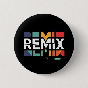 Bóton Redondo 5.08cm Remix de Áudio   Gráfico Geométrico Retro de Músic