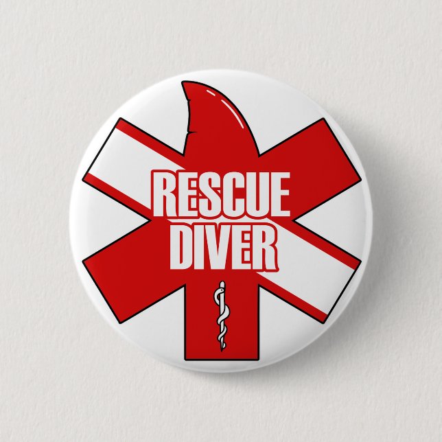 Bóton Redondo 5.08cm Rescue Diver Cross Dive Flag Button (Frente)