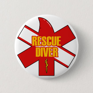 Bóton Redondo 5.08cm Rescue Diver Cross Dive Flag Yellow Font Button