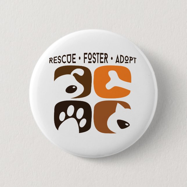Bóton Redondo 5.08cm Rescue Foster Adopt Dog Cat  Button (Frente)